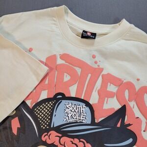 Southpole Men Graphic Shirt Large Beige Streetwear Y2K Urban Wolf Graphic